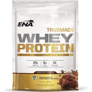 Suplemento en polvo ENA Sport True Made proteínas sabor double rich chocolate en sachet de 453g