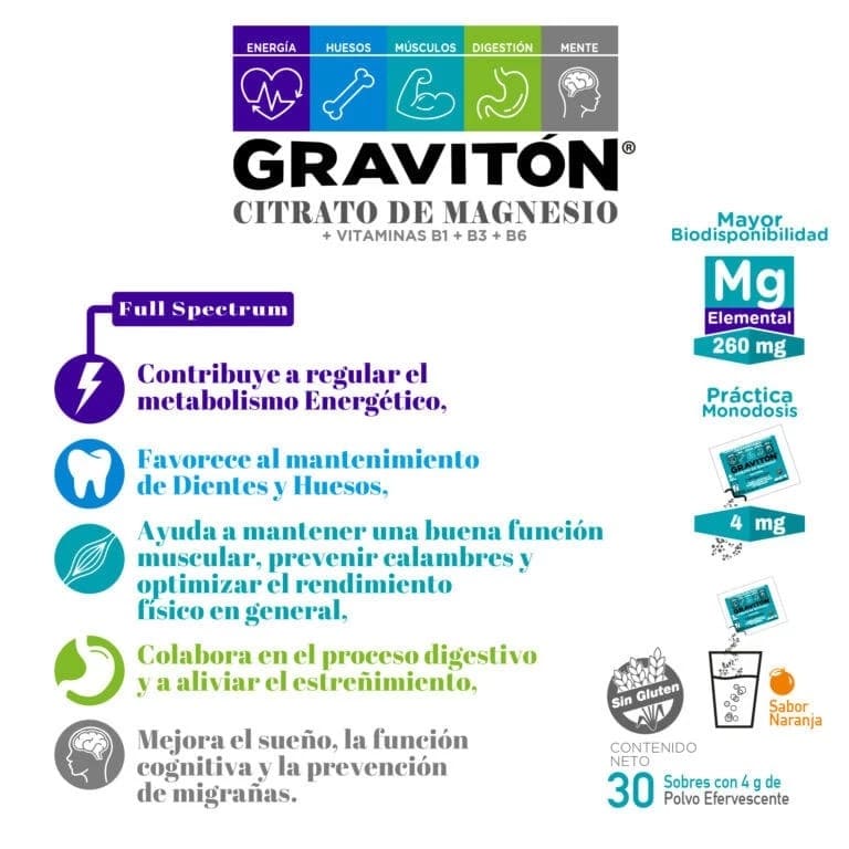 Citrato de Magnesio y Complejo B Efervescente Sabor Naranja 30 Sobres - Image 3